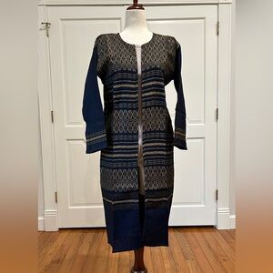 Hand loom vintage long blazer made in Oaxaca mex.